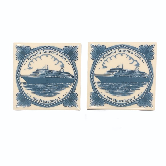 HOLLAND AMERICA LINE MS MAASDAM V CERAMIC TILE COASTERS - SET OF 2 - Picture 7 of 8